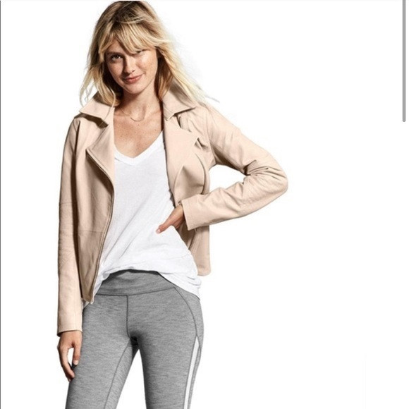 Athleta Salt Flat Leather Jacket,Pale Blush,Sz S-M | Poshmark