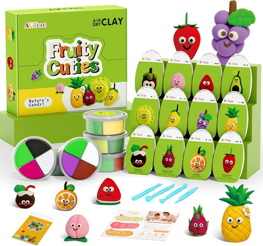 ARTPAR Air Dry Clay Kit for Kids - 12 Fruit DIY Modeling Magic Clay, Soft & Non-Sticky with Tools... | Amazon (US)