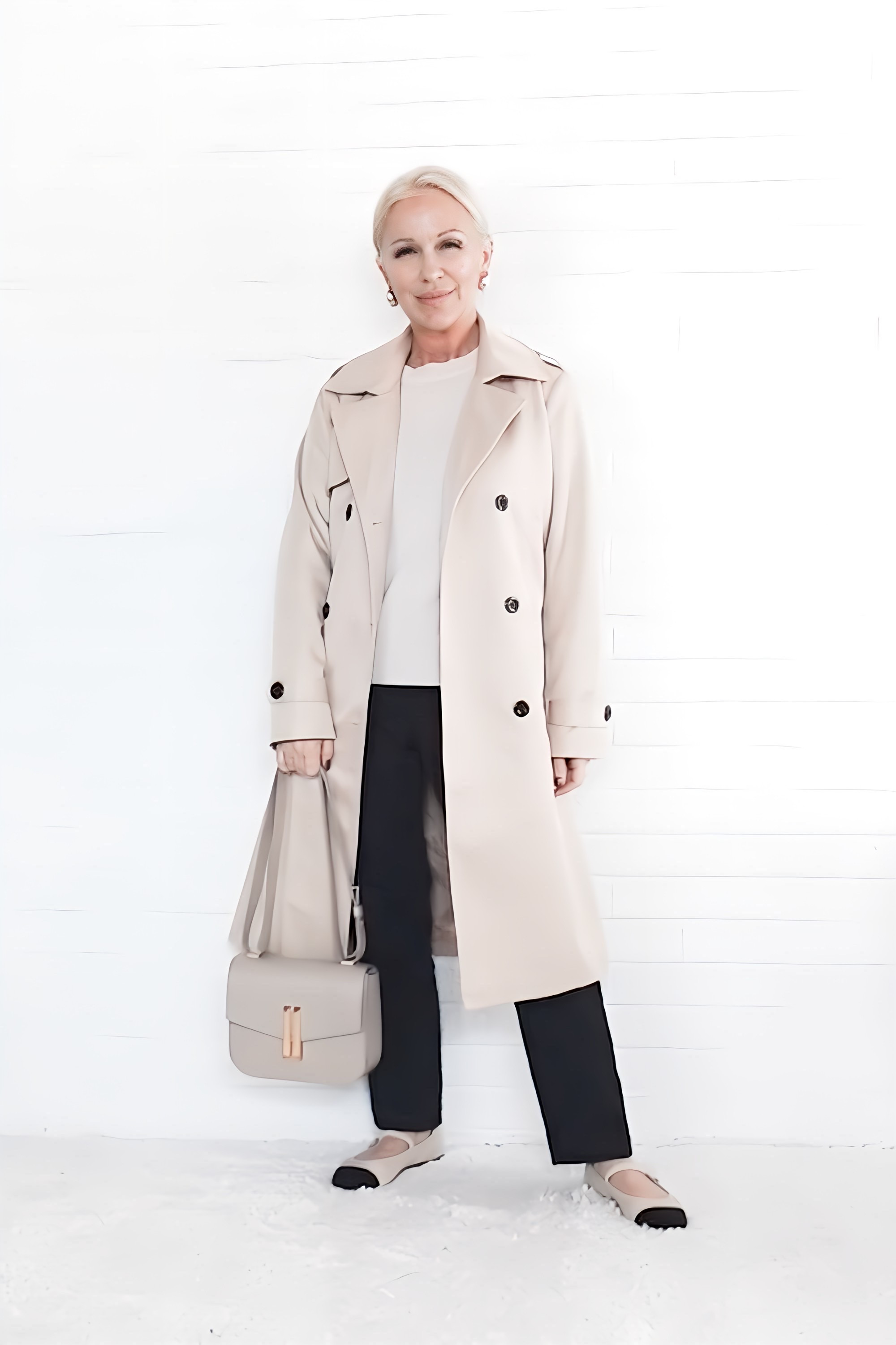 Cashmere crewneck sweater + black chinos + cap toe ballet flats + trench coach = simple chic outfit

#LTKItBag #LTKOver40 #LTKSeasonal