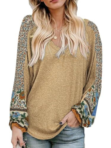 Beyove Boho Tops for Women Long Sleeve V Neck Shirts Bohemian Blouse Dressy Casual Fall 70S Hippie Vintage Tunic | Amazon (US)