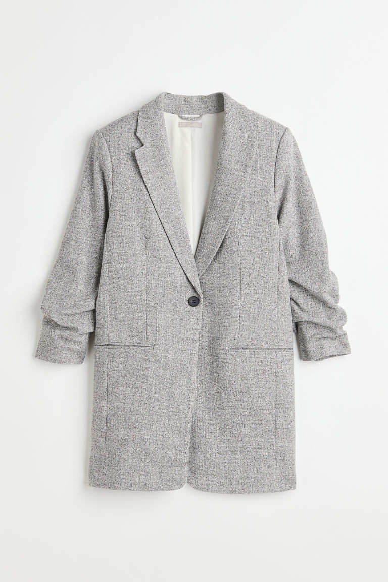 H & M - Gathered-sleeve Jacket - Gray | H&M (US + CA)