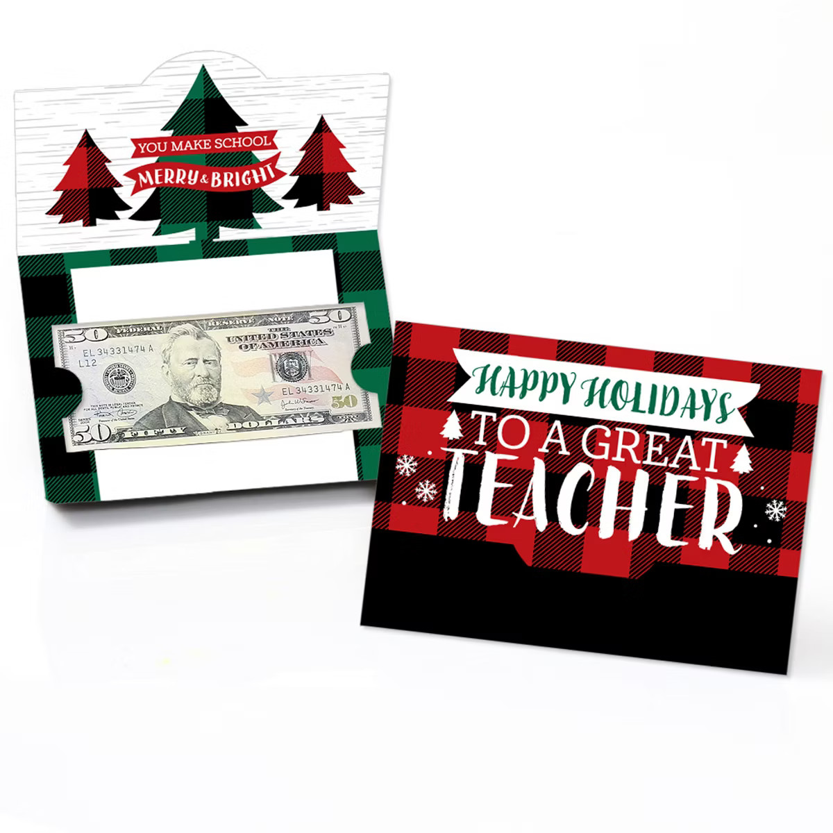 Big Dot of Happiness Plaid Teacher Appreciation - Holiday and Christmas Gifts Money And Gift Card... | Target