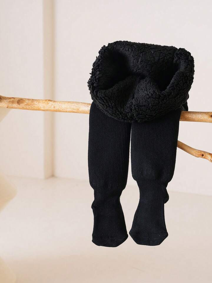 1pc Thicken Warm Children's Pants For Winter With Pure Color, Lamb Hair And Comfortable Fit For B... | SHEIN