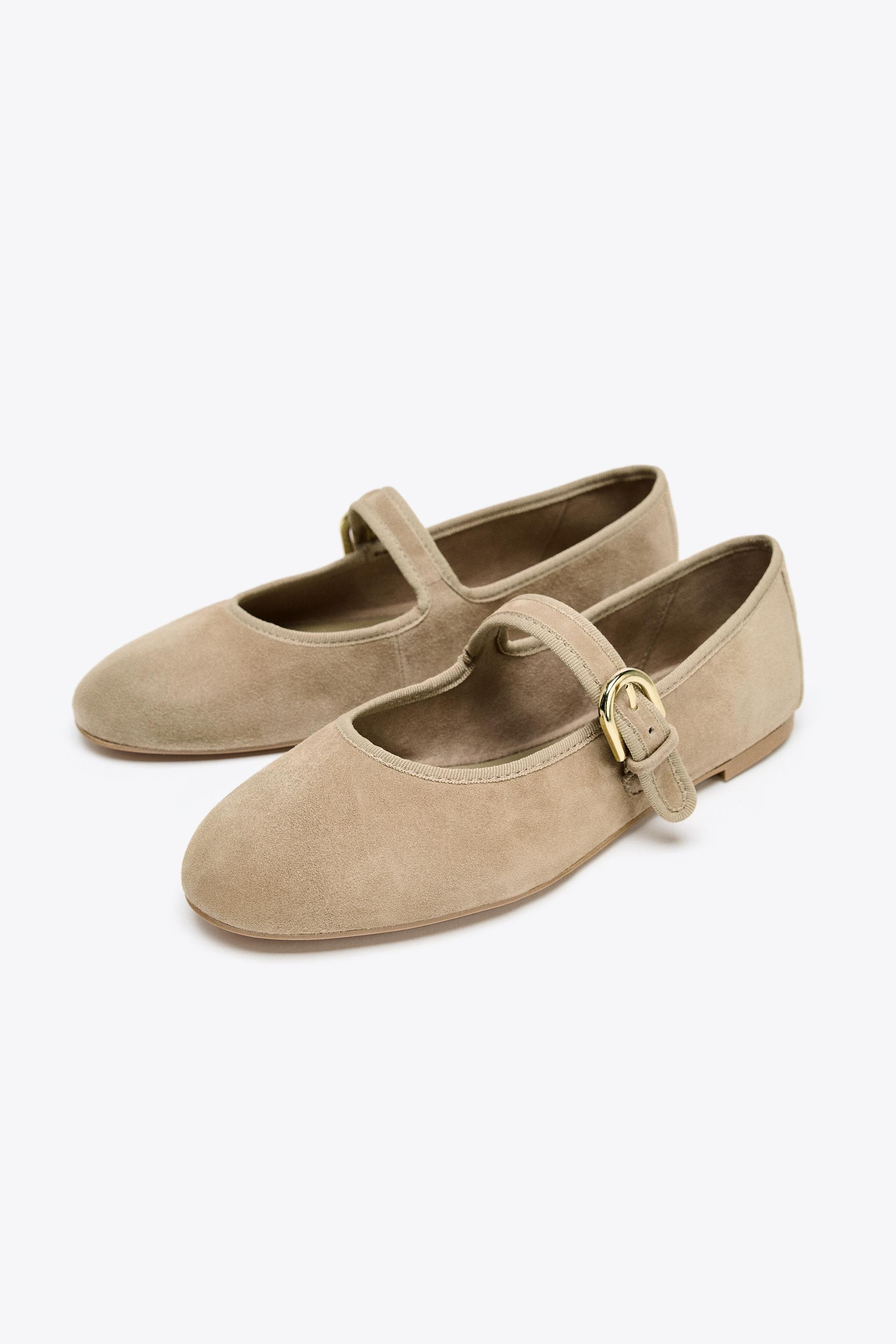 SUEDE STRAP BALLET FLATS | Zara UK