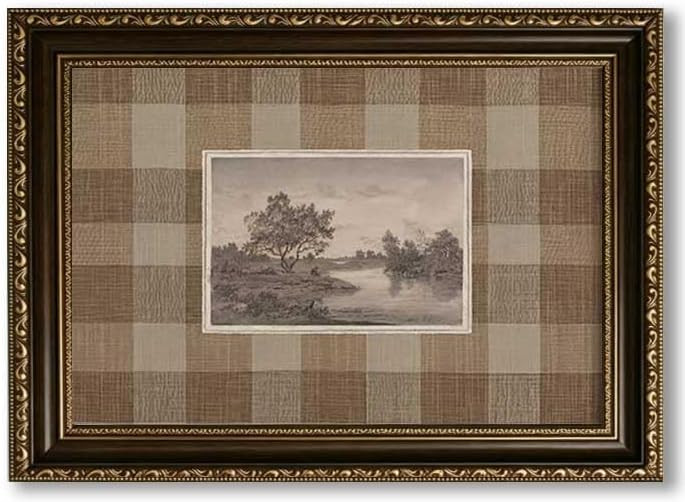 Vintage Gold Framed Landscape Canvas Wall Art, River Tree Sketch Painting Picture Wall Decor, Antique Country Scenery Poster Print Artwork for Living Room Entryway Home Decoration 9x11in | Amazon (US)