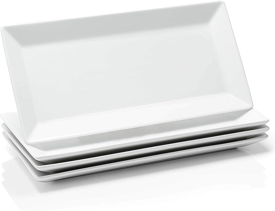 Sweese 12 Inch White Serving Platters, Porcelain Rectangular Plates, White Serving Trays for Part... | Amazon (US)
