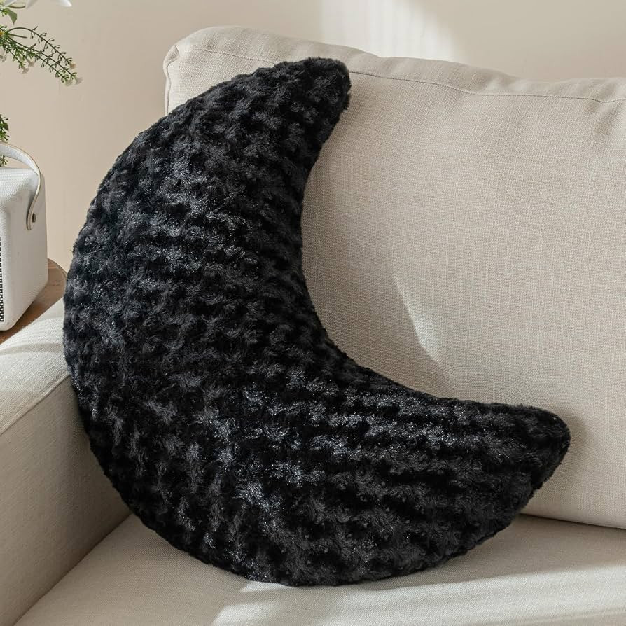 Moon Decorative Throw Pillow with Soft Plush, Black, 14.9 Inches | Amazon (US)