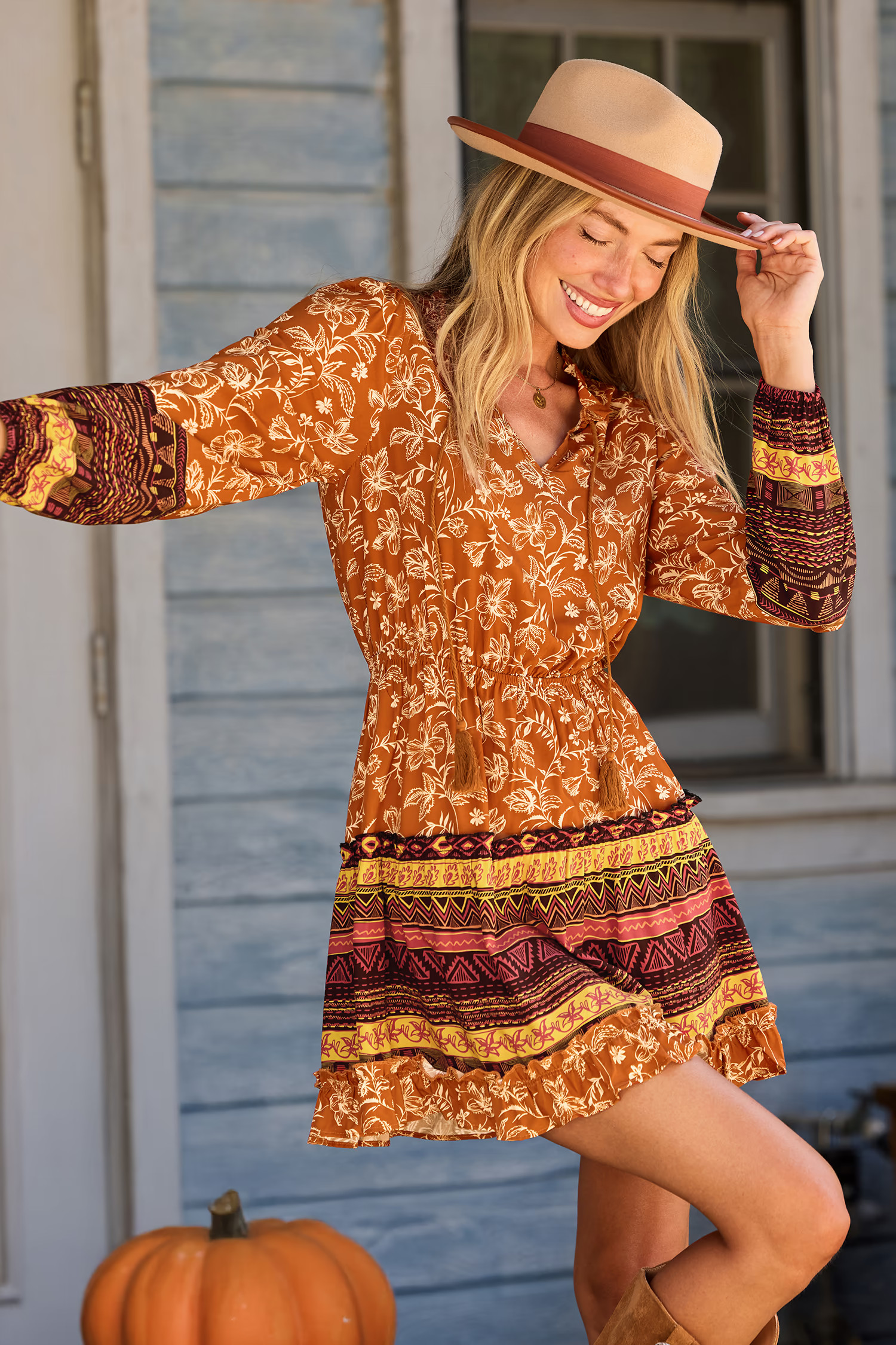 Sunset Blooms Floral Mini Dress | Cupshe US