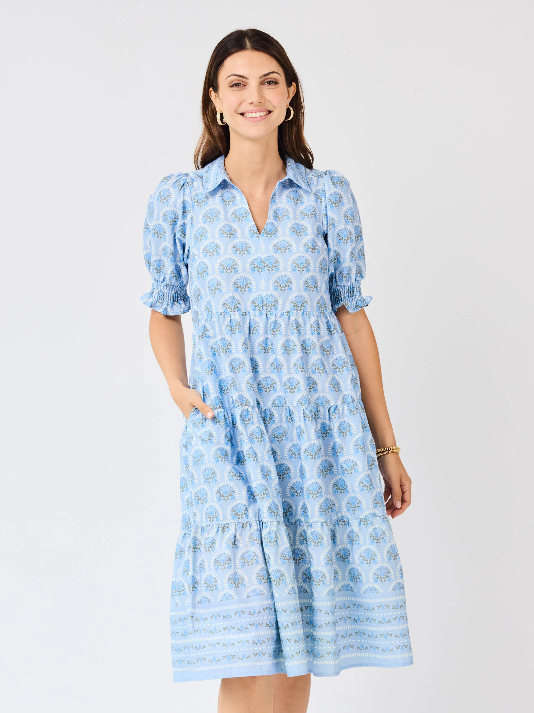 Molly Dress | Sunshower Flora Blue | Mary Square