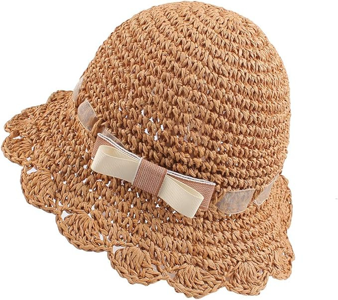 Baby Girl Straw Hat Outdoor Baby Sun Protection Hats Summer Bowknot Beach Cap for Infant Toddler ... | Amazon (US)