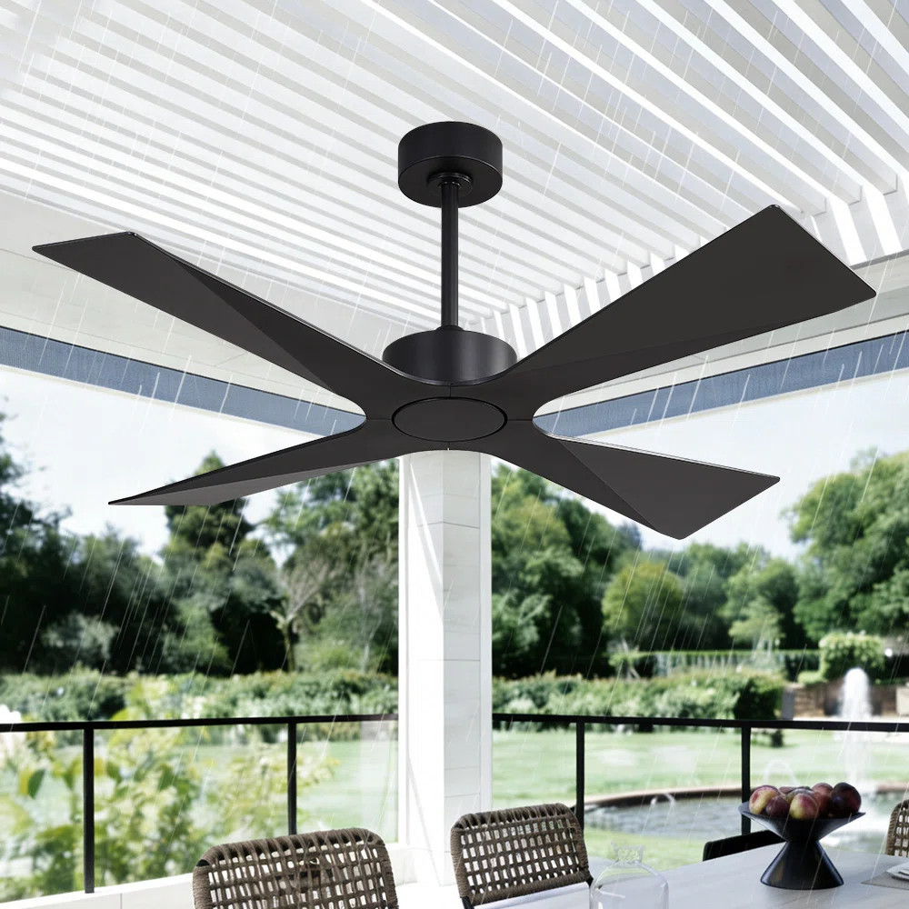 54" Outdoor Ceiling Fan 4 ABS Blades, Reversible DC Motor, 6-Speed Remote Control, Wet Rated Wate... | Wayfair North America