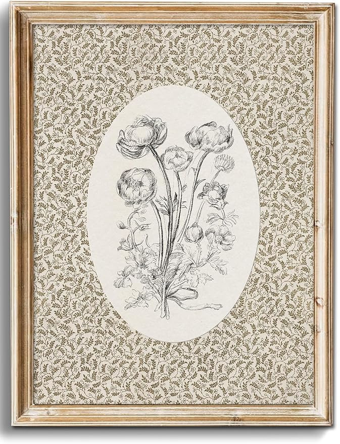 uniro Neutral Vintage Floral Wall Art Prints, Bedroom Nursery Wall Painting Canvas Prints Cottage... | Amazon (US)