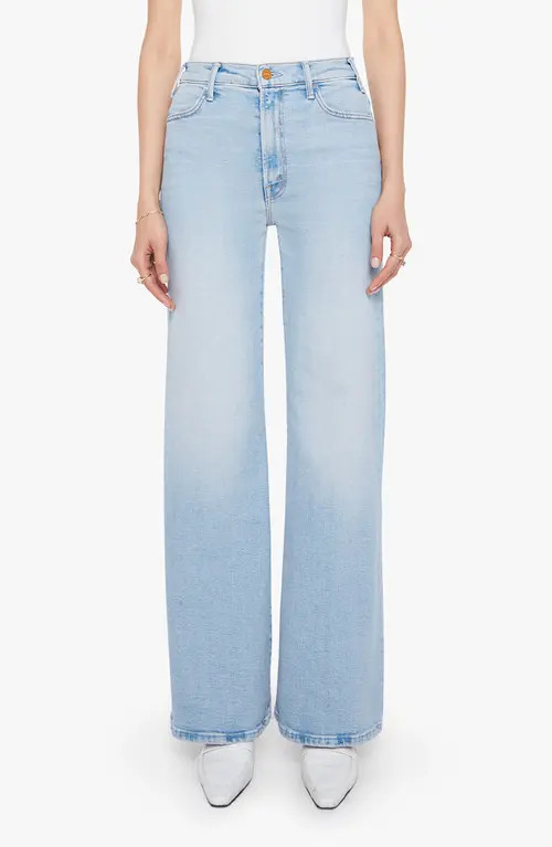 MOTHER The Hustler Roller Sneak High Waist Wide Leg Jeans in Complete 360 at Nordstrom, Size 27 | Nordstrom