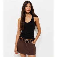 Women's Black Cotton Rich V Neck Slim Wide Strap Vest Top New Look | New Look (UK)