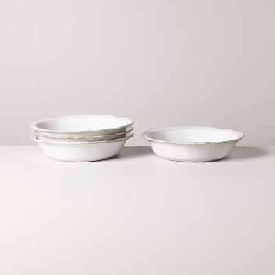 Set of 4 Carved Edge Pasta/Grain Bowls Cream - Hearth & Hand™ with Magnolia | Target