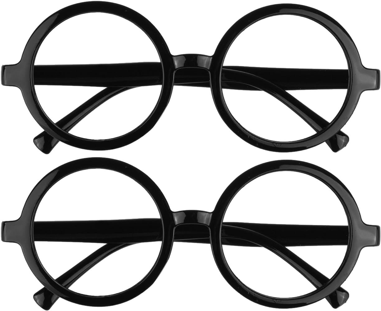 BCP 2 Pieces Plastic Wizard Glasses Round Glasses Frame No Lenses for Costume Party Supplies Blac... | Amazon (US)