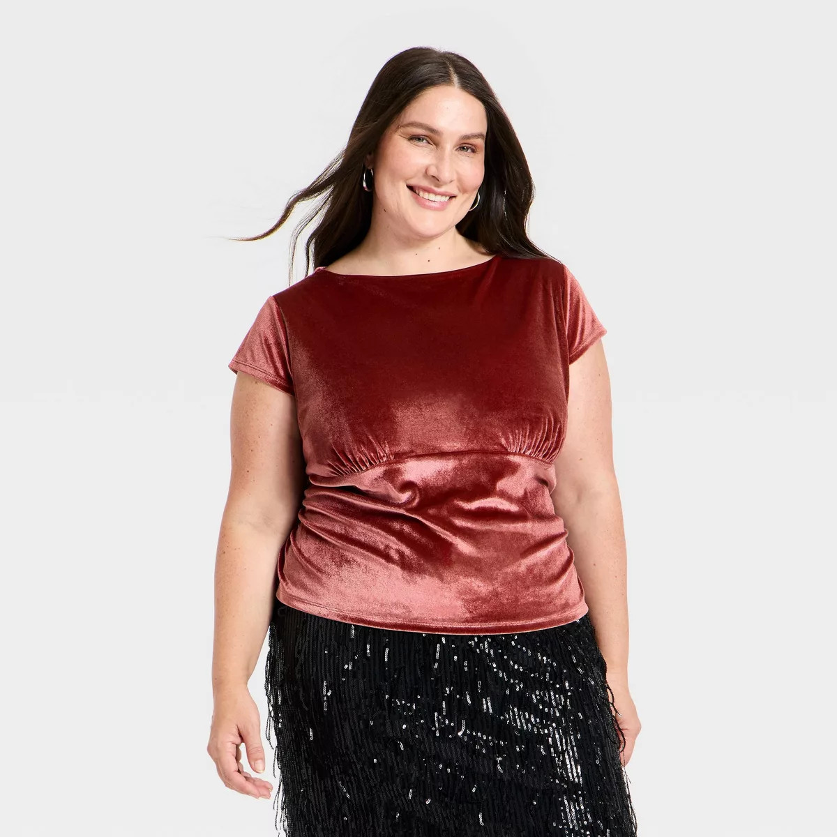 Women's Ruched Velour T-Shirt - A New Day™ | Target