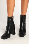 Click for more info about Lusterr Black Square Toe Mid Calf Boots