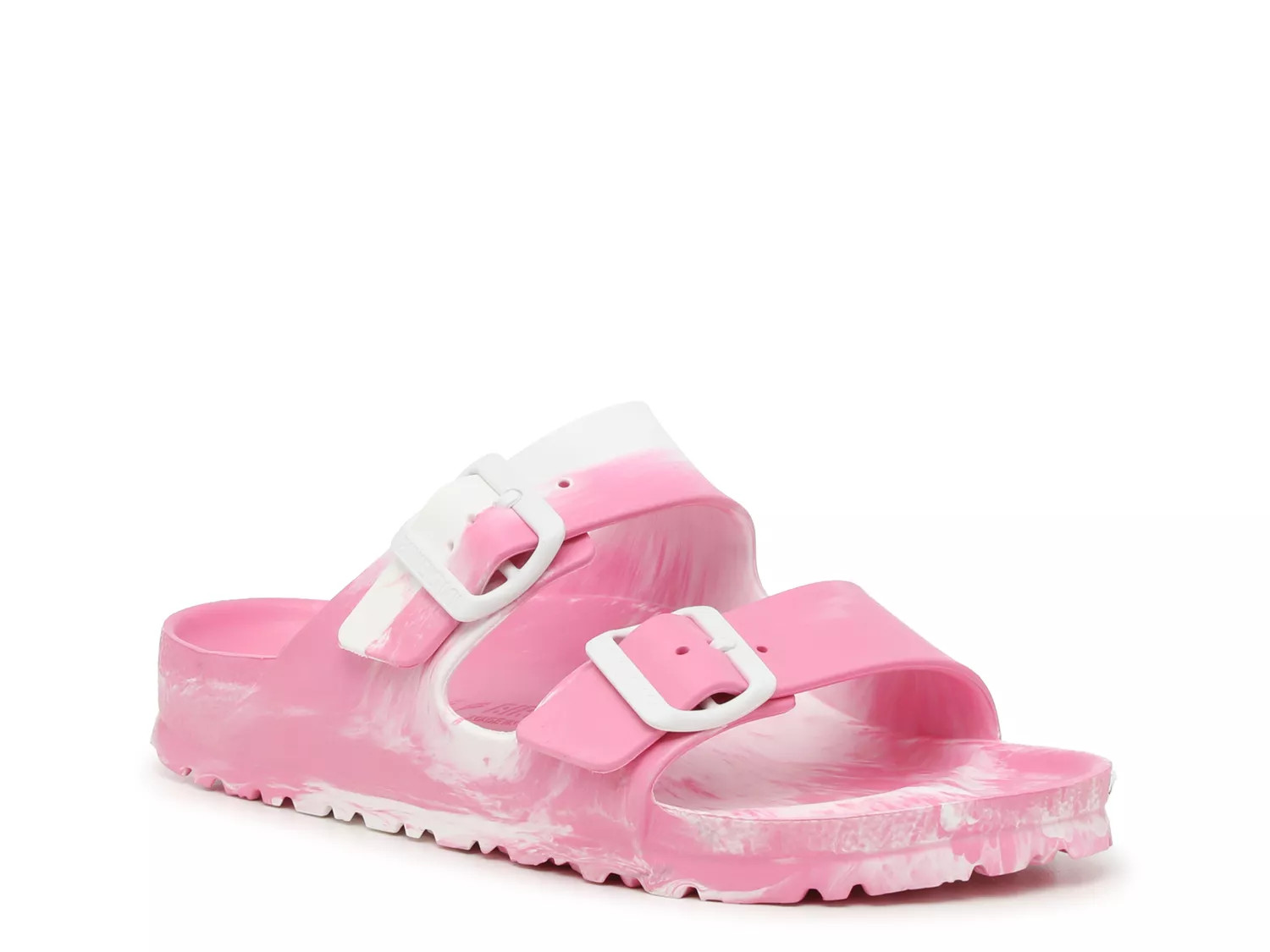 Birkenstock Arizona Essentials Slide Sandal | Women's | Pink/White Tie Dye Print | Size EU 38 / US Womens 7-7.5 / Mens 5-5.5 | Sandals | Footbed | DSW