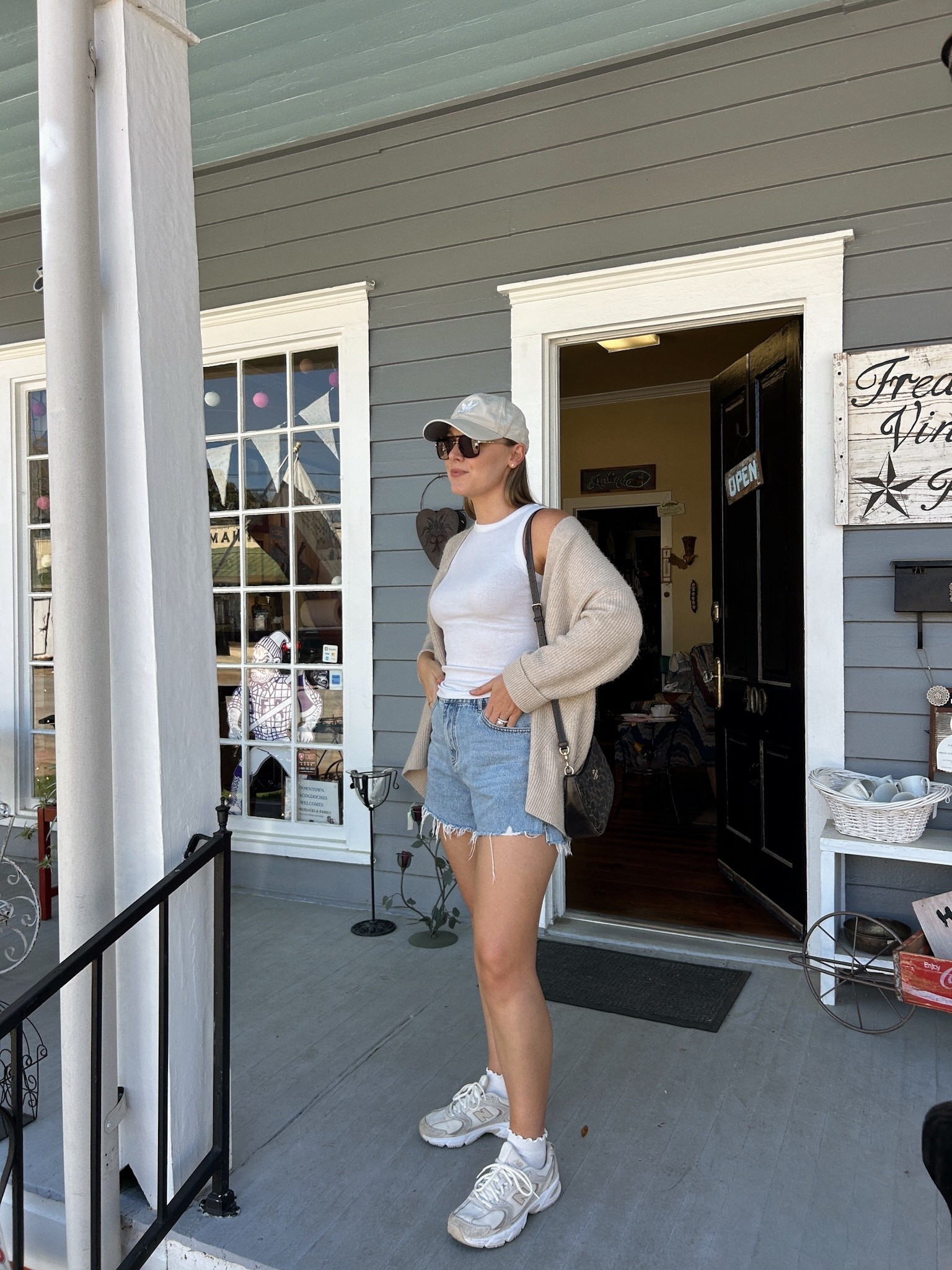 Casual early spring outfit! Cardigan is old, tank is a fav & shorts are TTS!!! 

#LTKootd #LTKSaleAlert #LTKmomlife