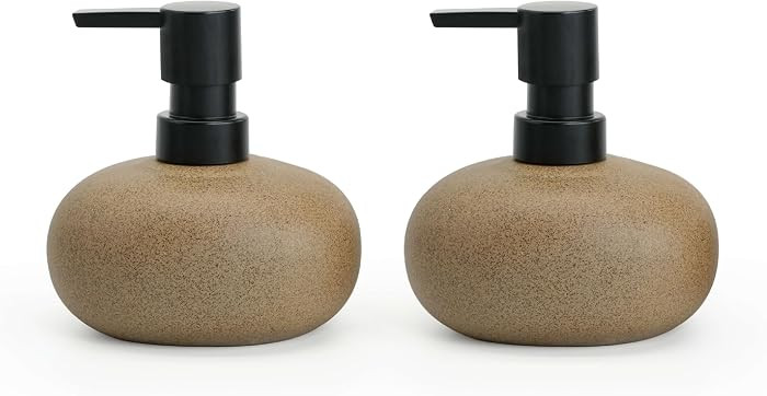 10oz Ceramic Hand Soap Dispenser, Elegant Liquid Soap Dispenser for Bathroom Countertop, Heavy & Sturdy Dish Soap Dispenser for Kitchen (Brown Set of 2) | Amazon (US)