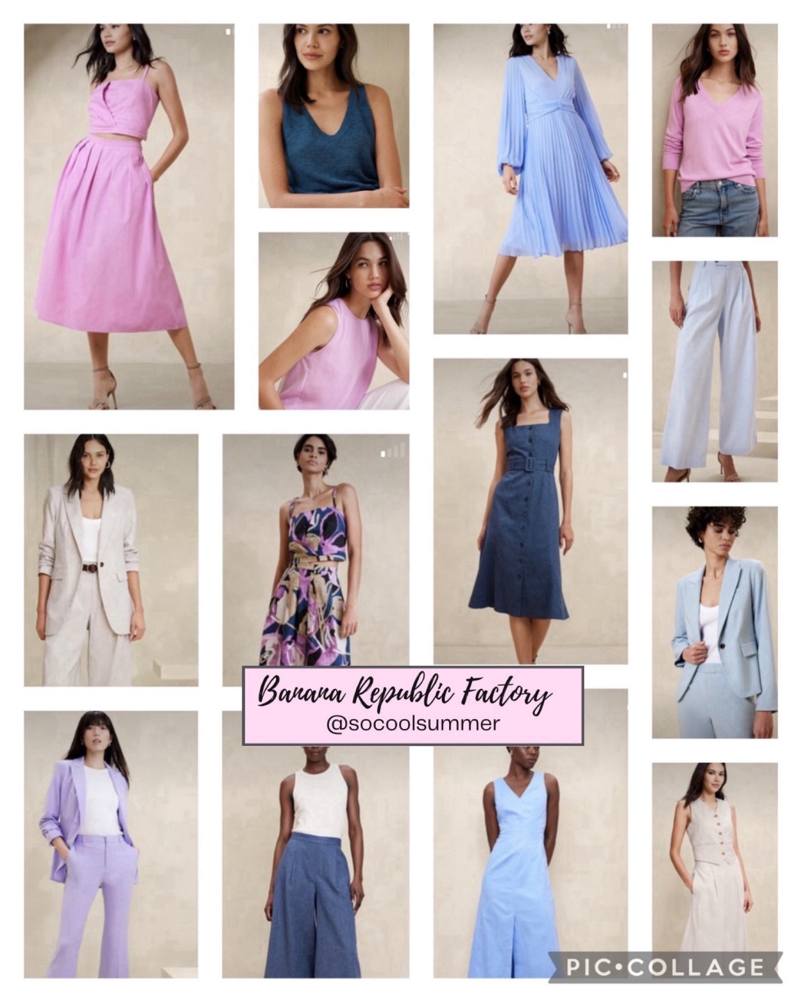 Workwear finds at Banana Republic Factory.
I spy lilac, light blues, a soft Air Force blue/navy, and a gorgeous large scale print! 

#hocsummer #coolsummer #lightsummer #softsummer #pastelsummer #darksummer #brownsummer #sweetpeasummer #summerpalette #summerfinds