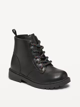 Faux-Leather Side-Zip Combat Boots for Toddler Girls | Old Navy (US)