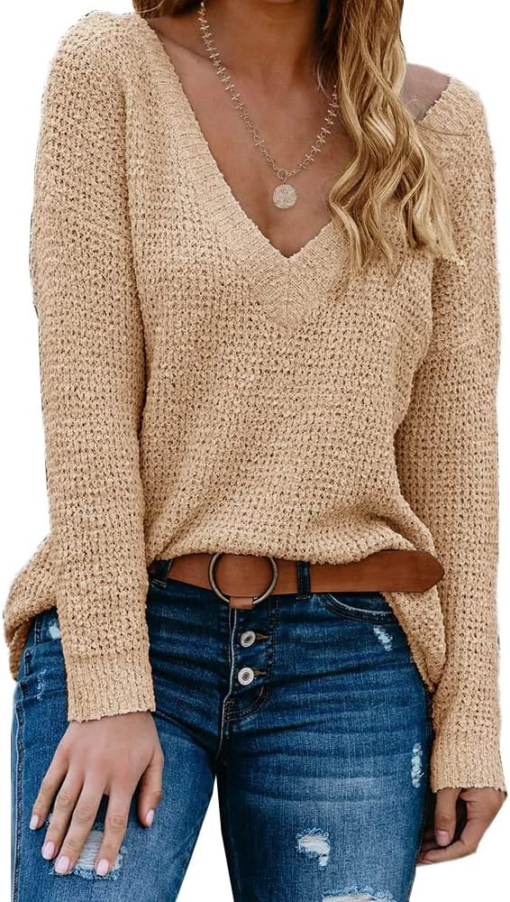 Tutorutor Womens Summer V Neck Long Batwing Sleeve Sweater Tops Lightweight Loose Knit Blouse Shi... | Amazon (US)