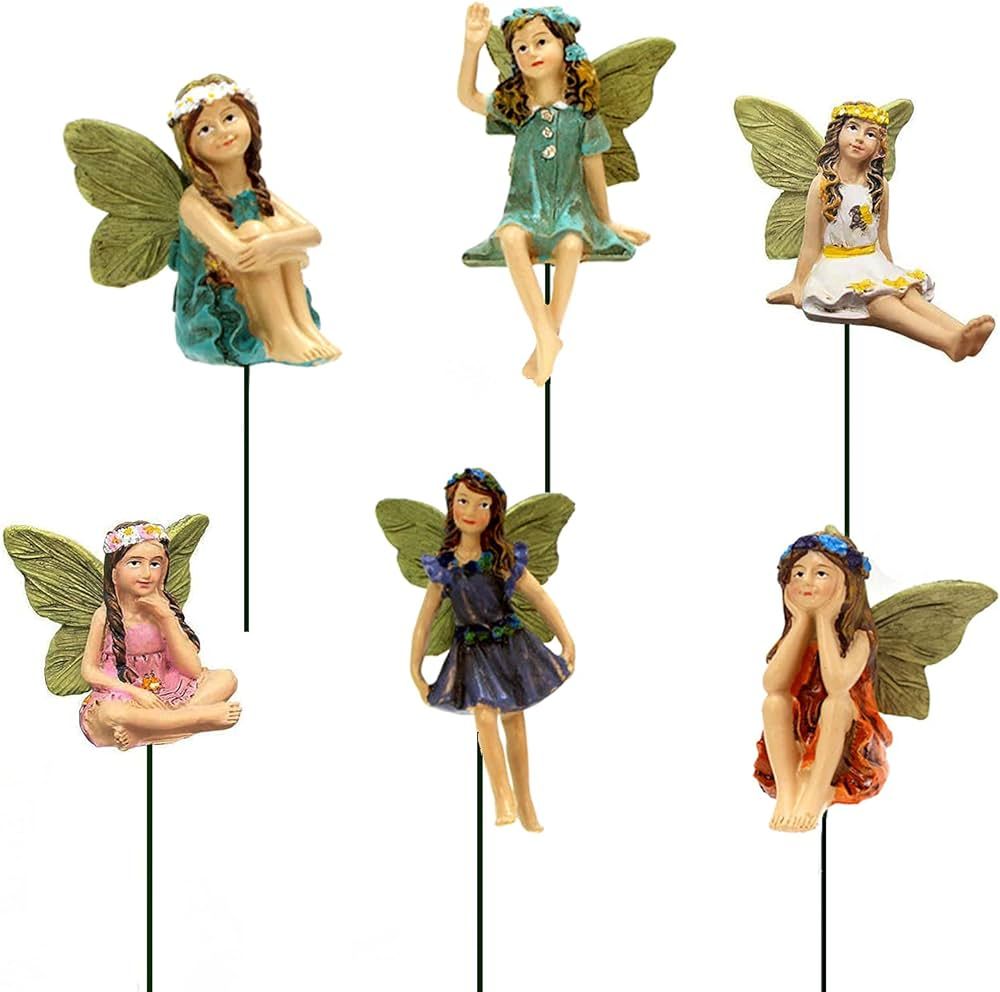 Fairy Garden Accessories Outdoor Indoor, 6pcs Miniature Fairies Figurines for Pot Plants and Mini... | Amazon (US)