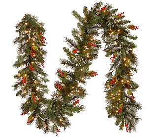 National Tree Company 9' Wintry Pine Prelit Gar land | QVC