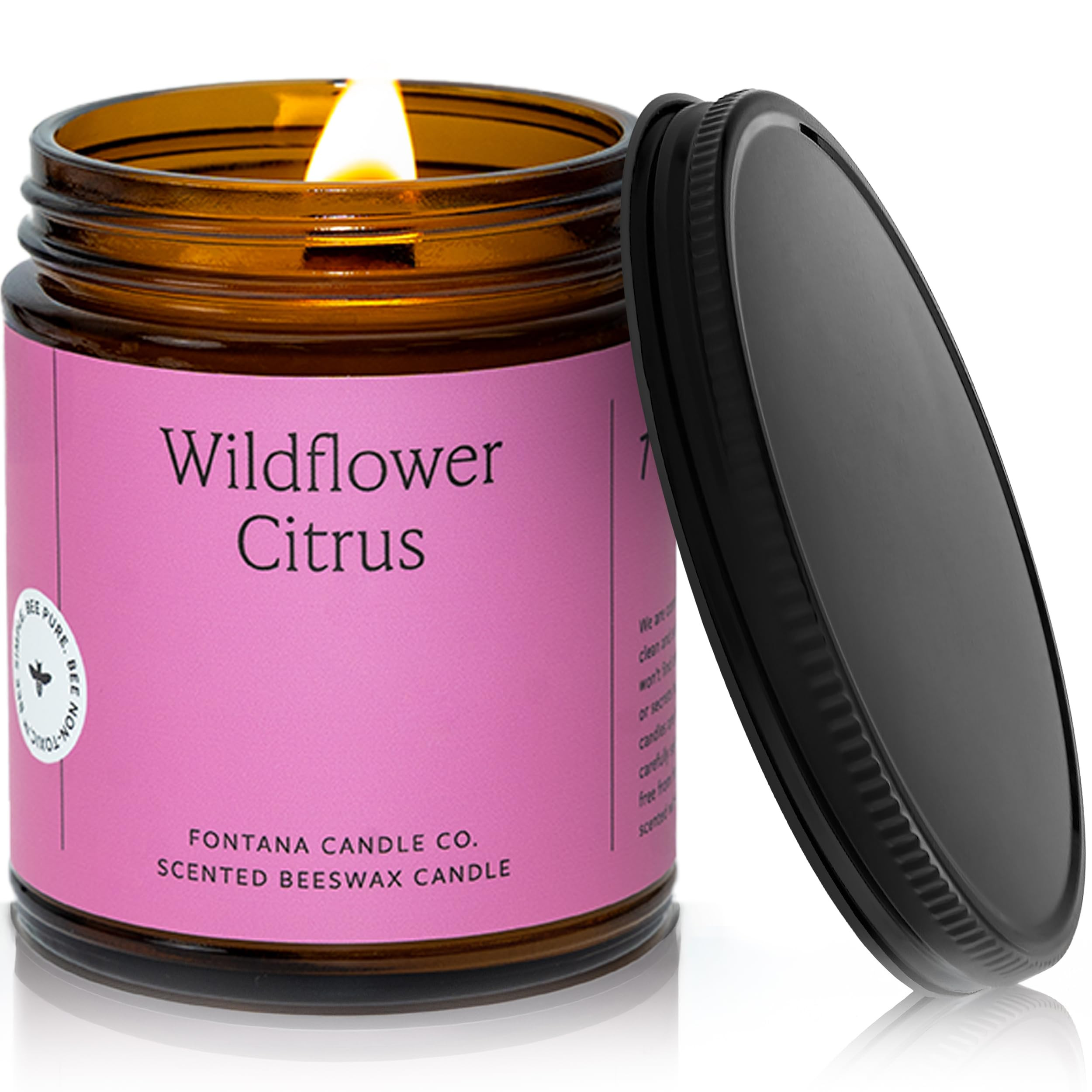 Fontana Candle Co Wood Wick Beeswax Jar Candle, Wildflower Citrus – Made Safe with Coconut Oil ... | Amazon (US)