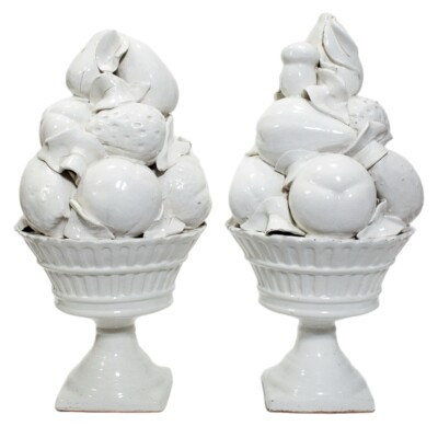 Pair Of Mid Century Italy Blanc De Chine White Ceramic Fruit Topiary Centerpices  | eBay | eBay US