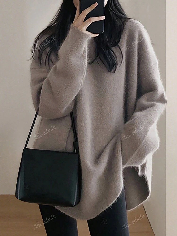 Solid Drop Shoulder Oversized Sweater | SHEIN