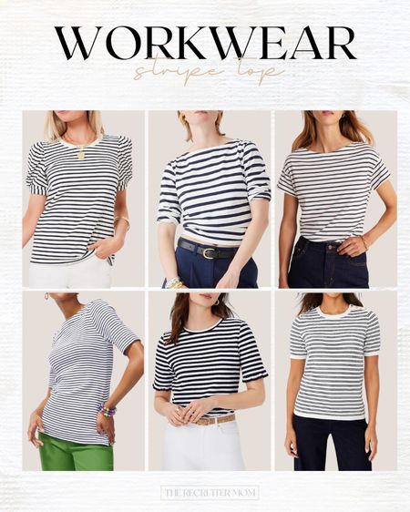 Summer workwear navy strip top 

#LTKworkwear #LTKSeasonal