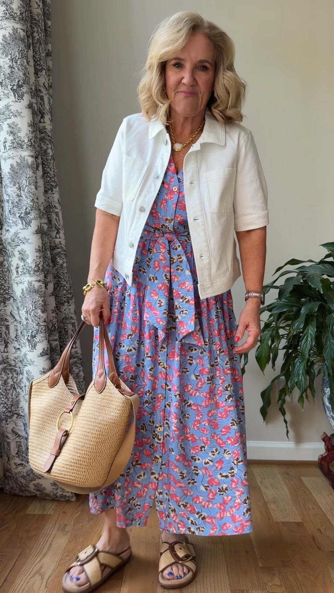 Dress size medium reg also comes in petite 
Linking a few kohls and Sephora favorites to get you free shipping! 
Linen blazer size medium 
Sandals tts and they’re fabulous 
White denim jacket size medium 
10% off my bag with code NANETTE
Wedding guest graduation shower dress Sunday dress

#LTKSaleAlert #LTKOver40 #LTKWorkwear