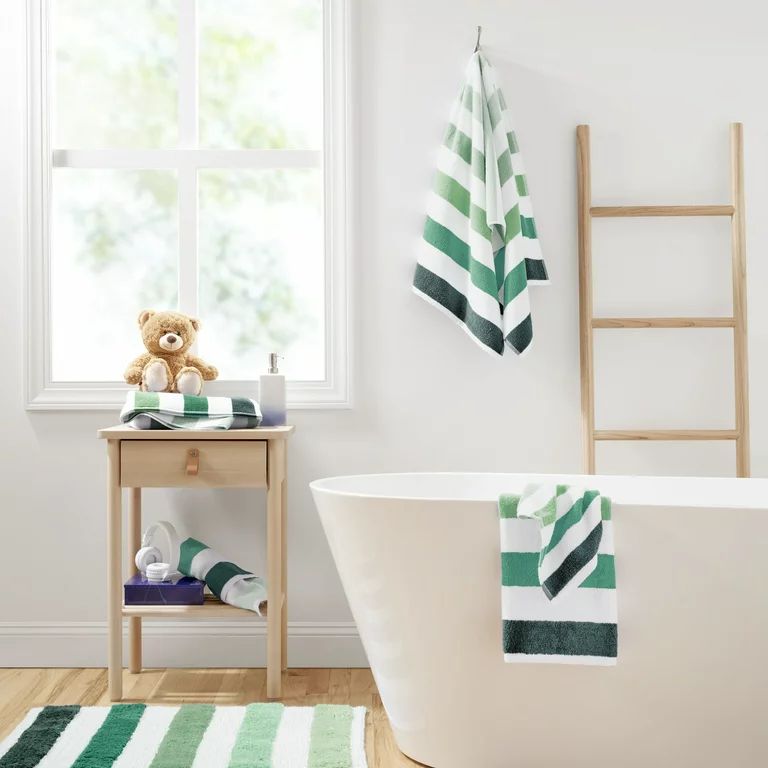 Gap Home Kids Ombre Stripe Organic Cotton 6 Piece Towel Set, Green | Walmart (US)