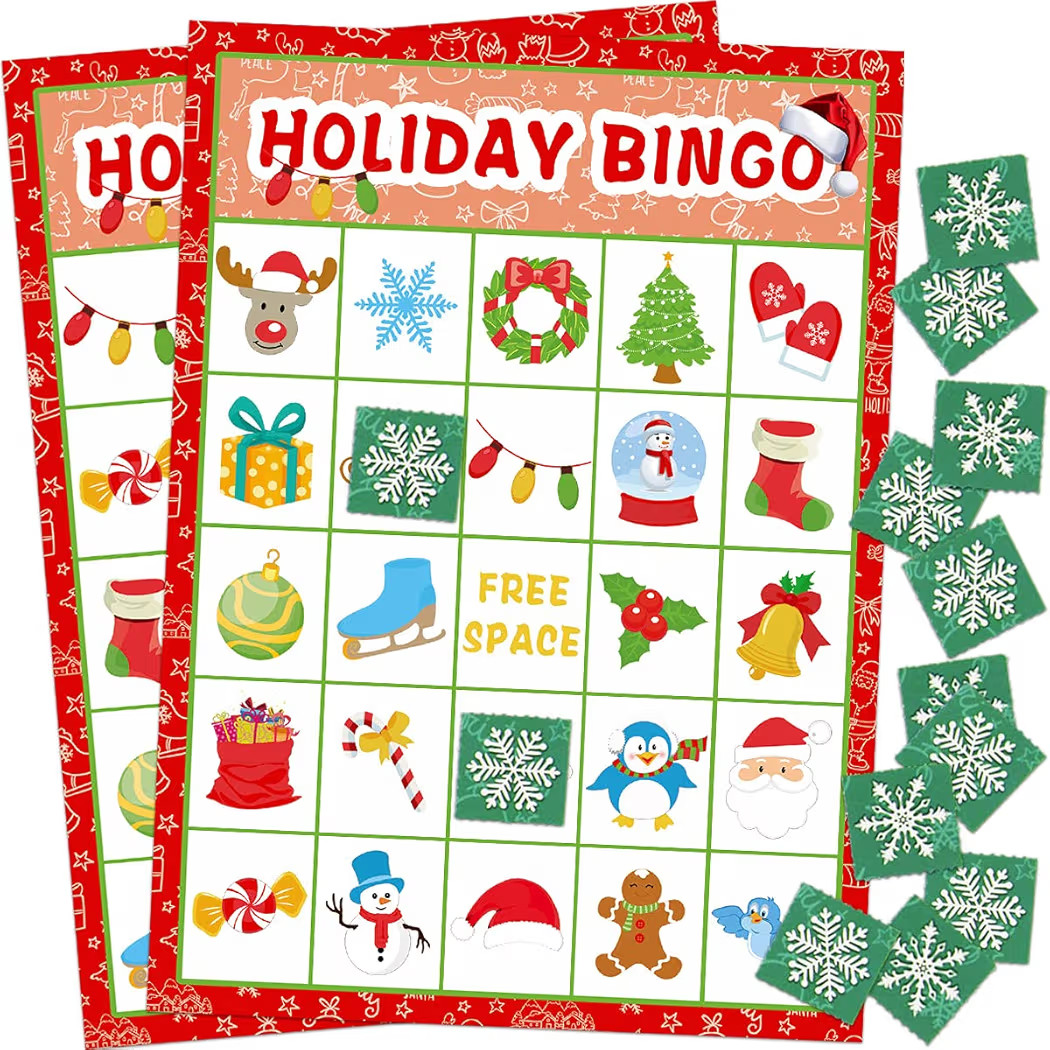 Fancy Land Christmas Bingo Game for Kids 24 Players Holiday Party Supplies | Amazon (US)