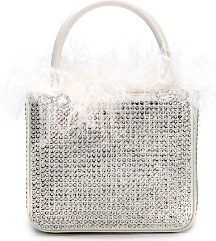 Mach & Mach Crystal & Feather Trim Satin Bag | Nordstrom | Nordstrom