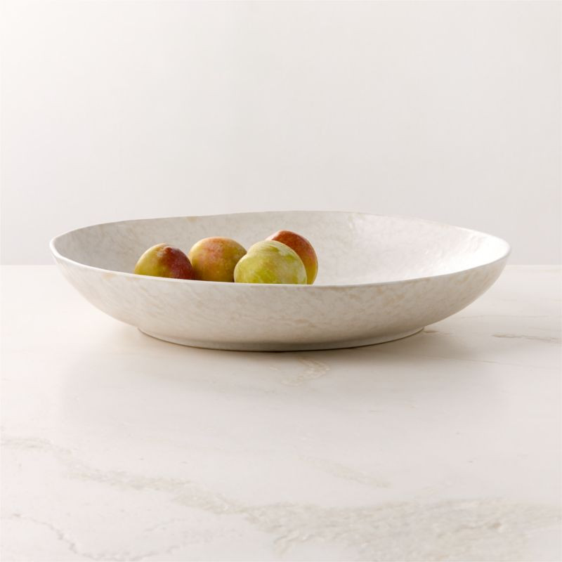 Hyacinth White Serving Bowl With Reactive Glaze + Reviews | CB2 | CB2
