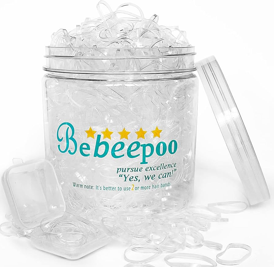 Clear Hair Elastics, BEBEEPOO 2000pcs Mini Rubber Bands for Hair, Clear Mini Elastic Hair Ties wi... | Amazon (US)