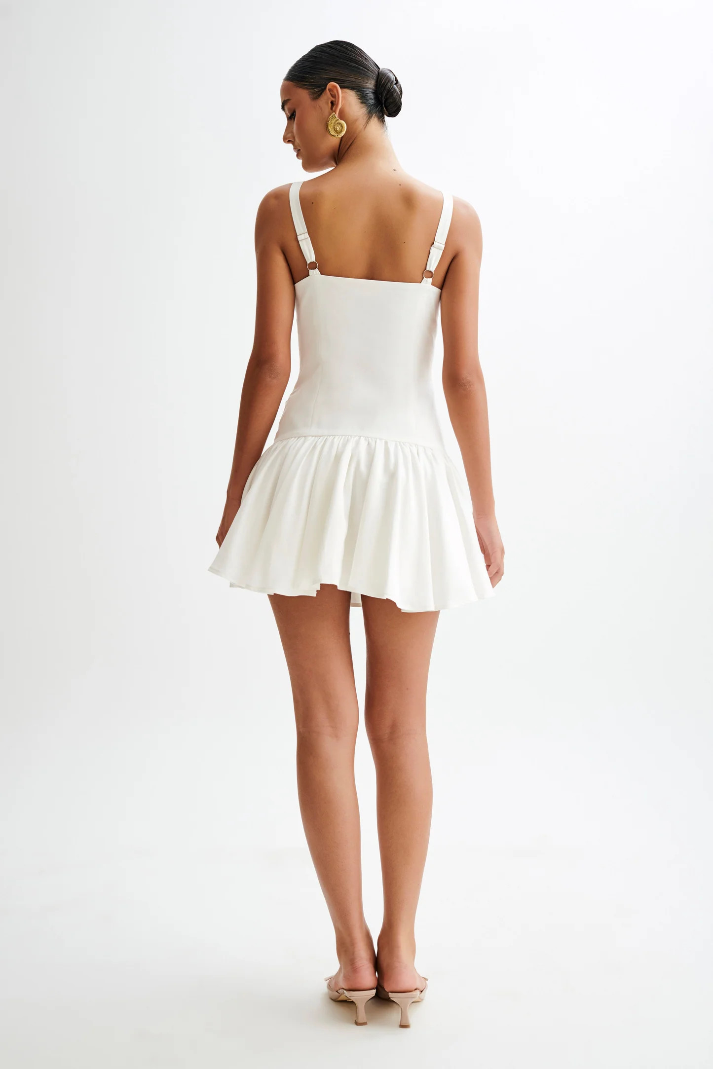 Alvara Cotton Puffy Mini Dress - White | Meshki (APAC)