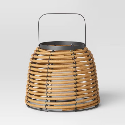 8" Rattan Battery LED Outdoor Lantern Brown - Threshold™ | Target