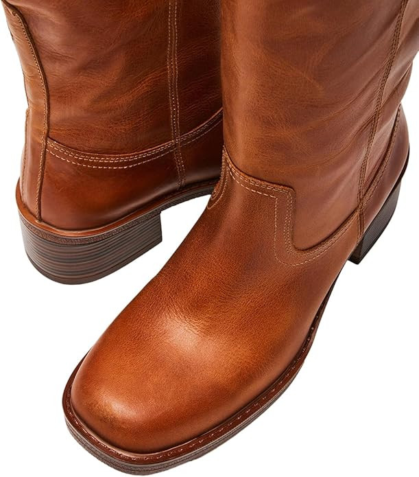 FOWT Women Platform Round Toe Calf High Boots Chunky Block Low Heel Riding Boots Pull on Wide Cal... | Amazon (US)