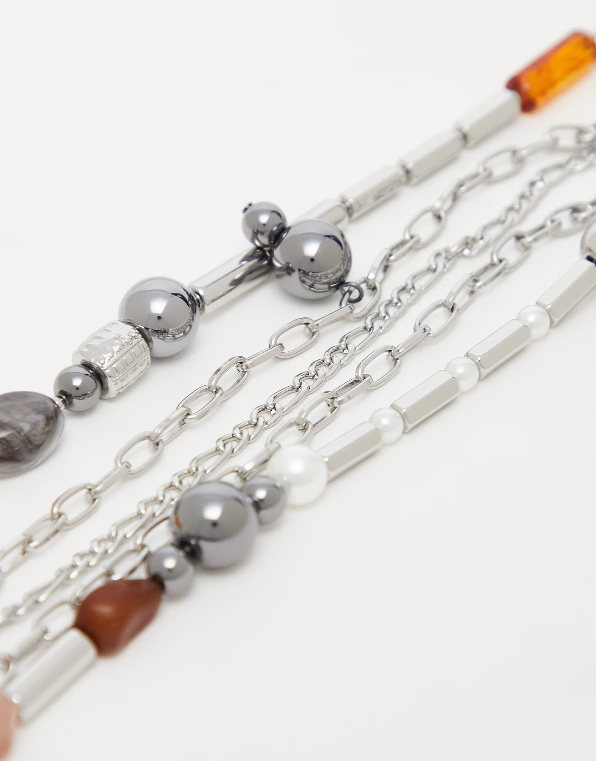 Reclaimed Vintage unisex beaded layered chain necklace in multi | ASOS (Global)