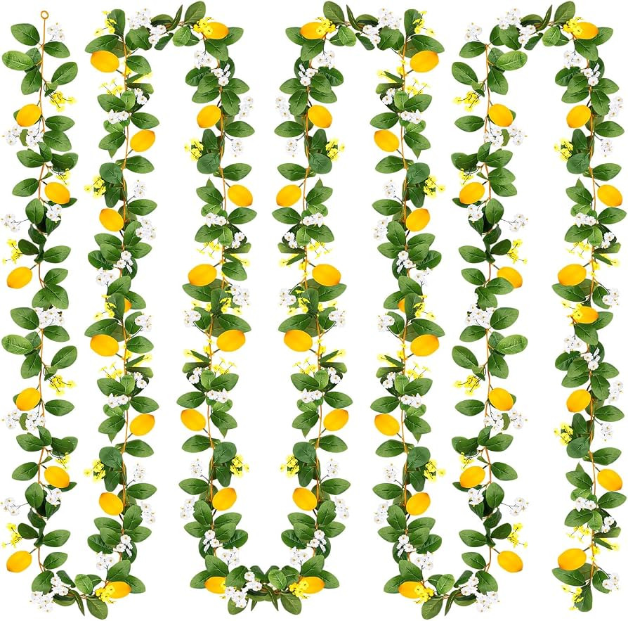 4 Pcs Artificial Lemon Flower Garland Vine, 28 Ft Fake Yellow Lemon Vines Silk Flowers Hanging Fl... | Amazon (US)