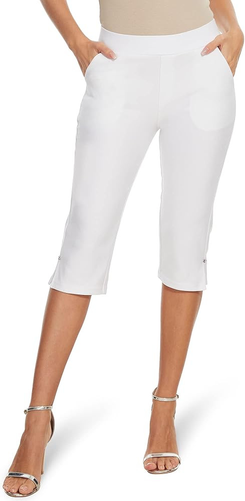 Ginasy Capri Pants for Women Casual Summer Dressy Pull On Stretch High Waisted Crop Work Leggings... | Amazon (US)