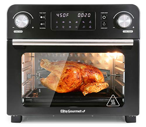 Elite Gourmet EAF9310 Digital Programmable Fryer Oven, Oil-Less Convection Oven Extra Large 24.5 Quart Capacity, fits 12" pizza, Grill, Bake, Roast, Air Fry, 1700-Watts, Black | Amazon (US)