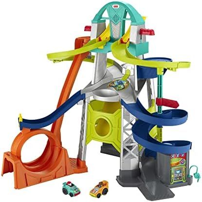 Fisher-Price Little People Toddler Race Track Playset with Lights Sounds and Hot Wheels Racing Lo... | Amazon (US)