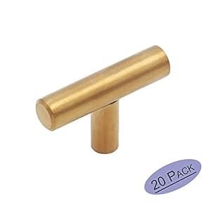 Goldenwarm 20Pack 50mm Long Single Hole Gold Cabinet Knobs and Pulls Door Cupboards Drawers Bedroom  | Amazon (US)