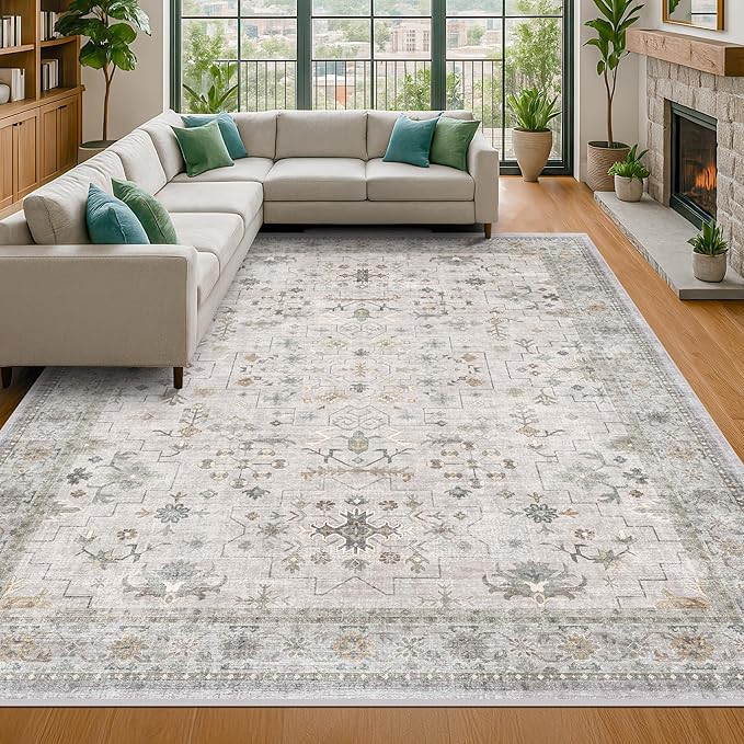 Amazon.com: Black Farmhouse Washable 8x10 Area Rugs for Living Room, Bedroom, Dining Room Kitchen... | Amazon (US)